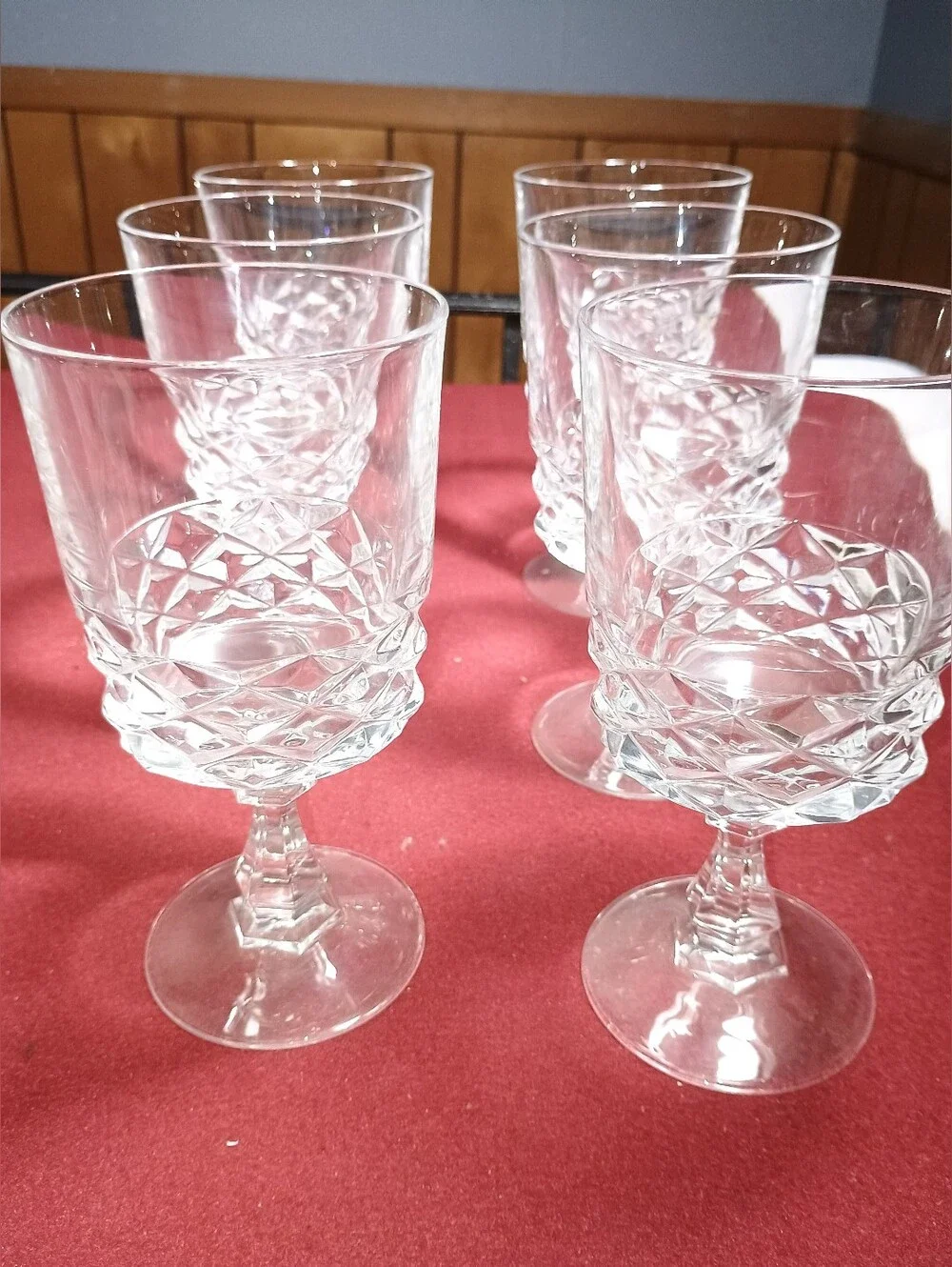 Diamond By J G Durand set of 6-10.5 Oz. Goblets Cristal d'Arques From France
